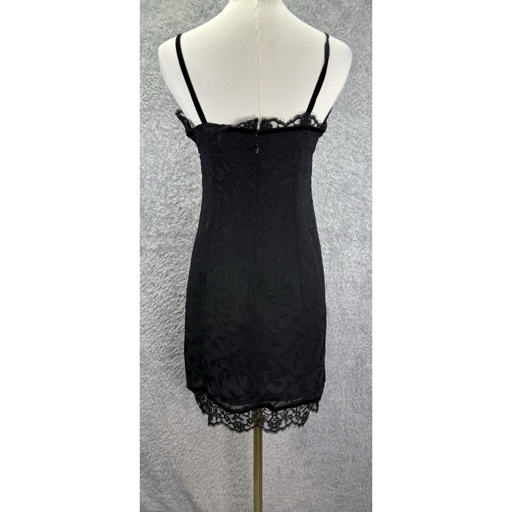 Vintage 90s YL by Yair Black Lace Slip Dress Women's Size 2 Mini Sleeveless LBD - Picture 3 of 11